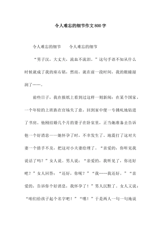令人难忘的细节作文800字