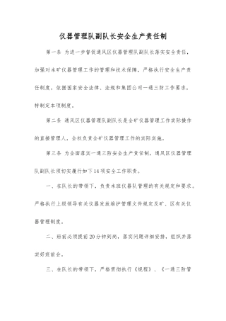 仪器管理队副队长安全生产责任制