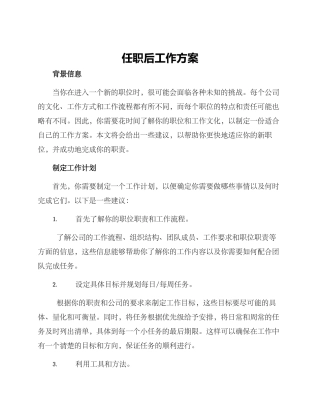 任职后工作方案