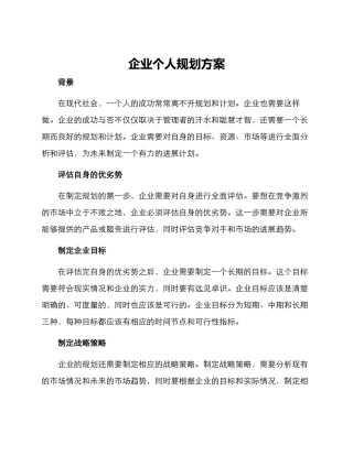 企业个人规划方案