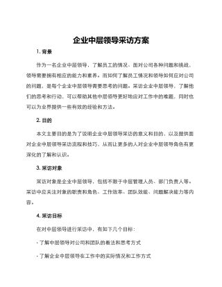 企业中层领导采访方案