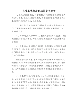 企业其他行政副职的安全职责