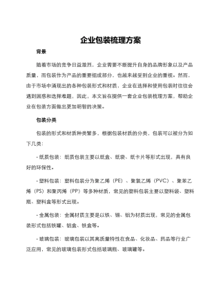 企业包装梳理方案
