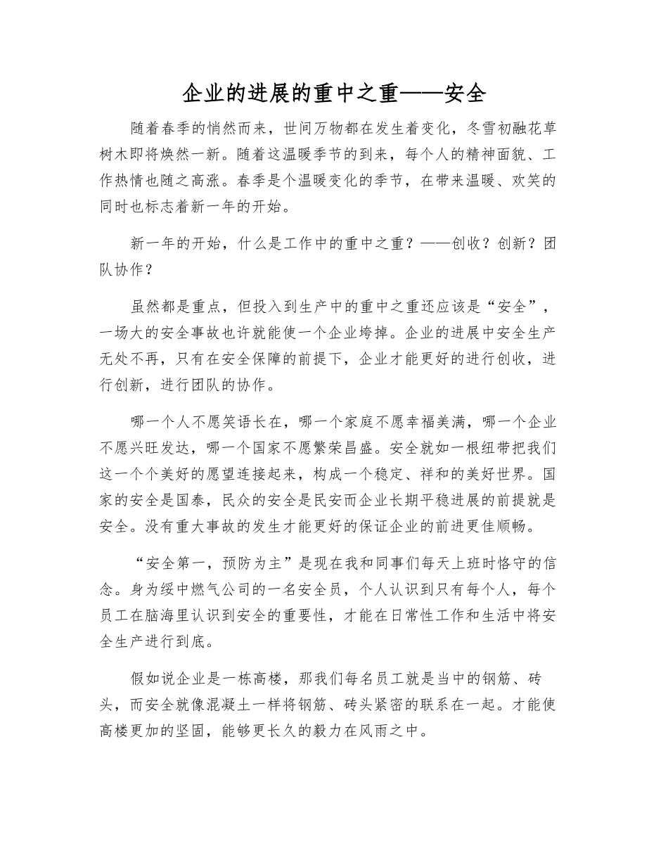 企业发展的重中之重——安全_第1页