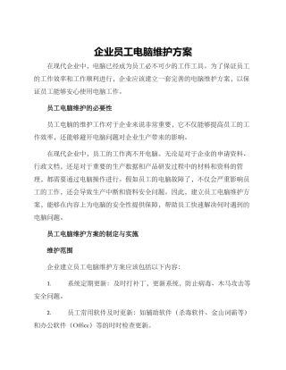 企业员工电脑维护方案