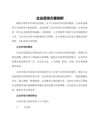 企业咨询方案剖析