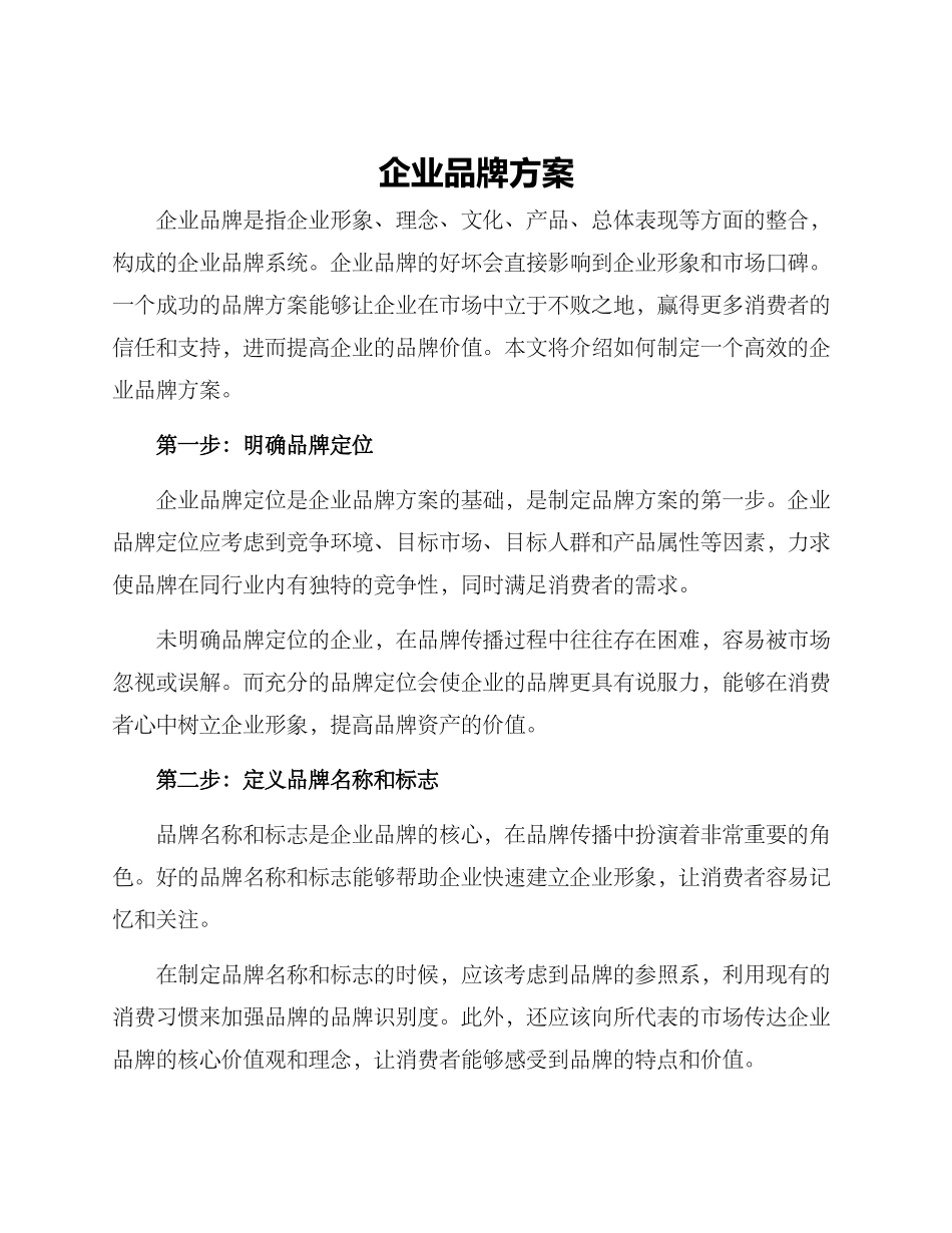 企业品牌方案_第1页