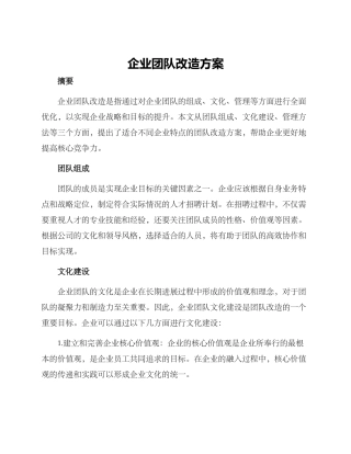 企业团队改造方案