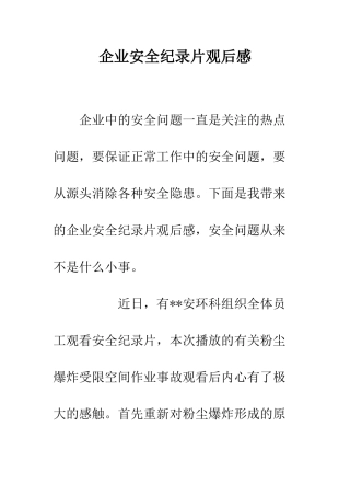 企业安全纪录片观后感