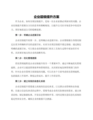 企业层级提升方案