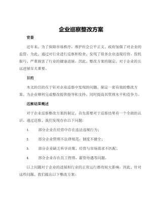 企业巡察整改方案