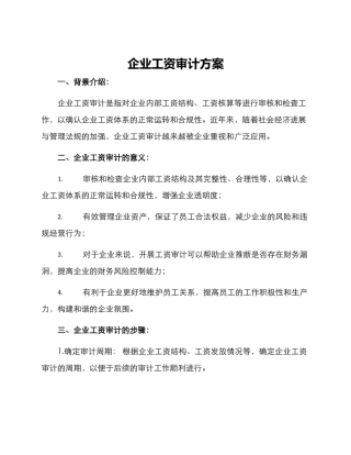 企业工资审计方案
