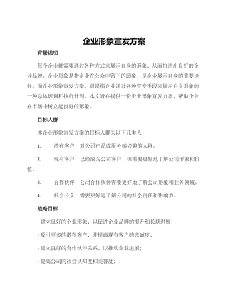 企业形象宣发方案