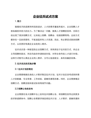 企业征兵试点方案