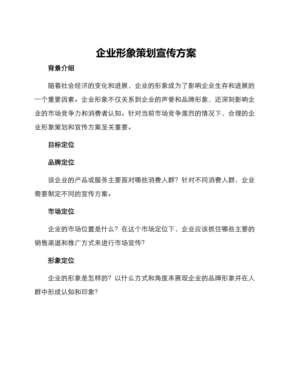 企业形象策划宣传方案_第1页