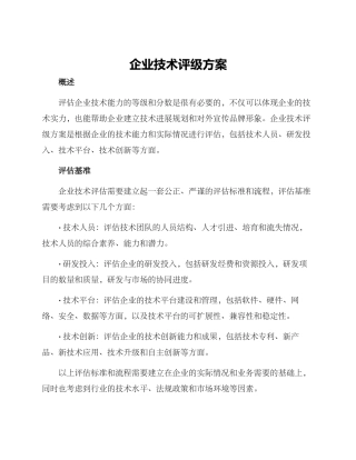 企业技术评级方案