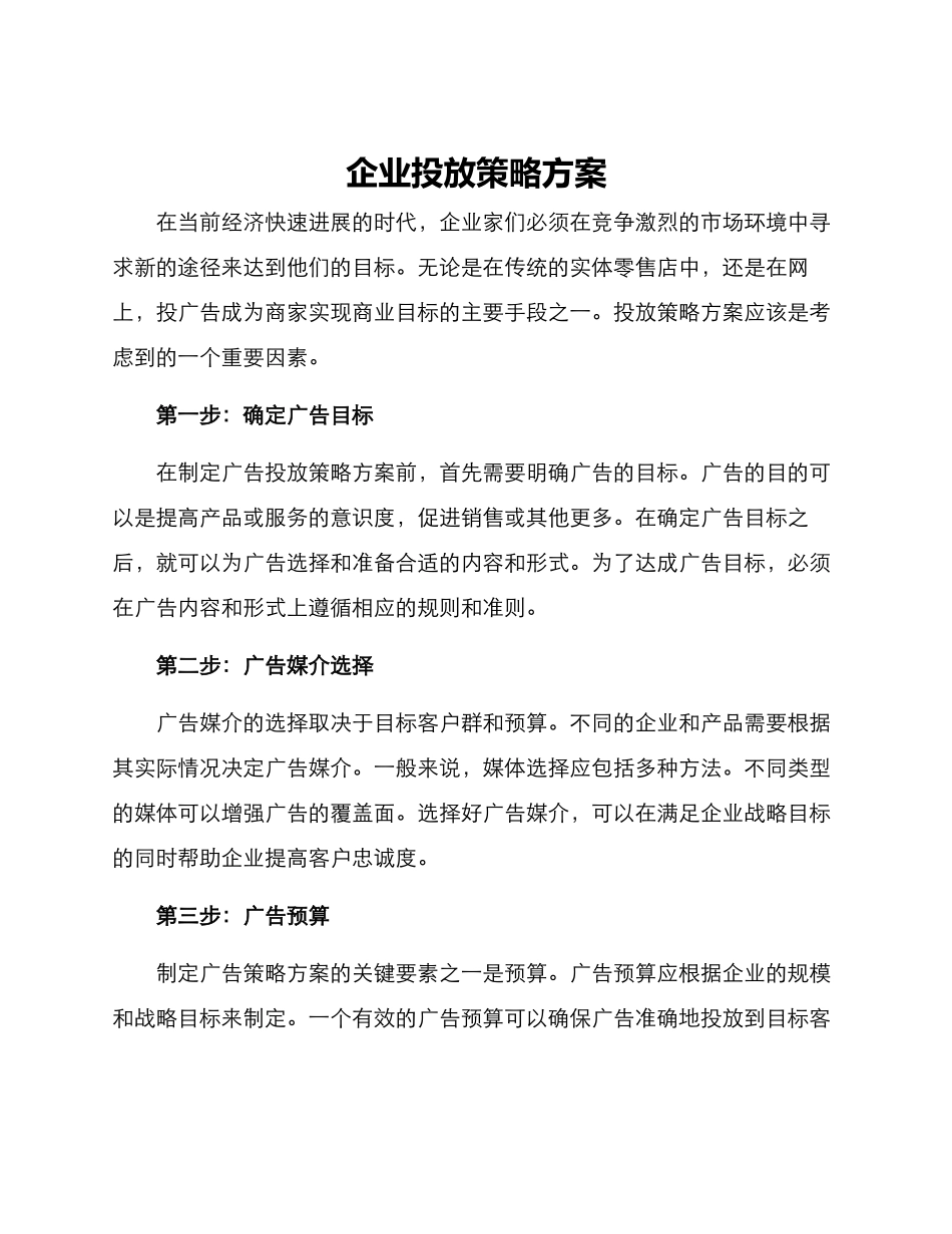 企业投放策略方案_第1页