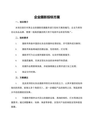 企业摄影投标方案