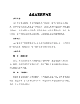 企业文案运营方案
