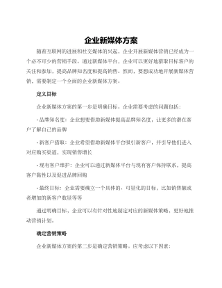 企业新媒体方案