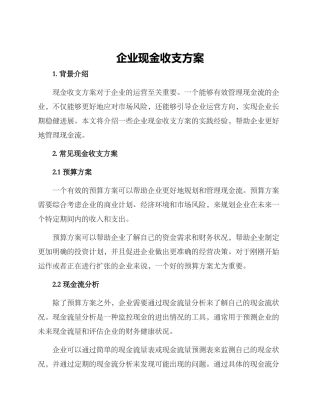 企业现金收支方案