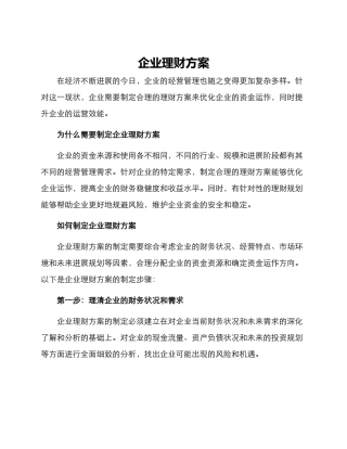 企业理财方案