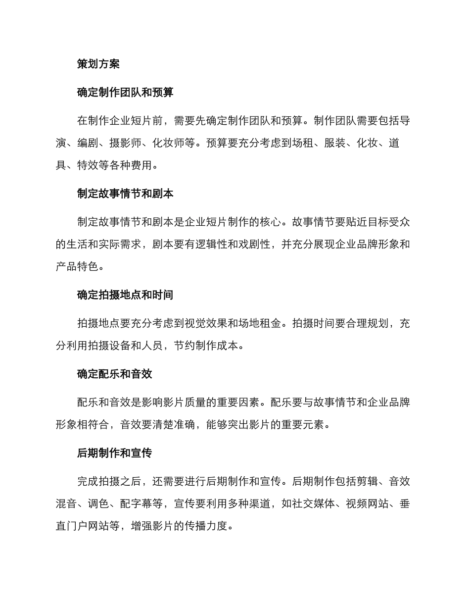 企业短片拍摄策划方案_第2页