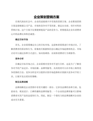 企业策划营销方案