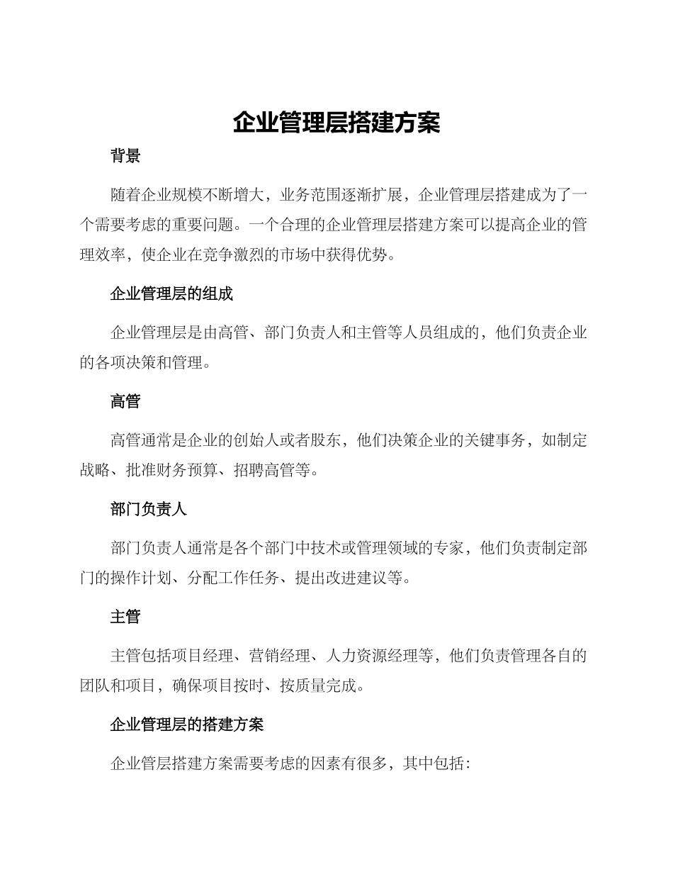 企业管理层搭建方案_第1页