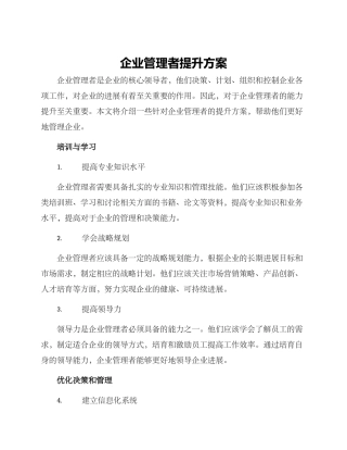 企业管理者提升方案