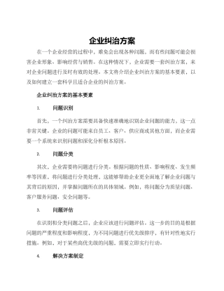 企业纠治方案