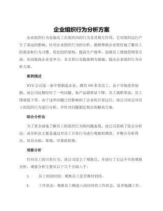 企业组织行为分析方案