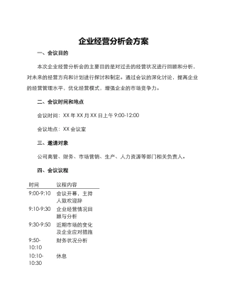 企业经营分析会方案