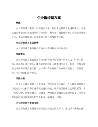 企业群经营方案