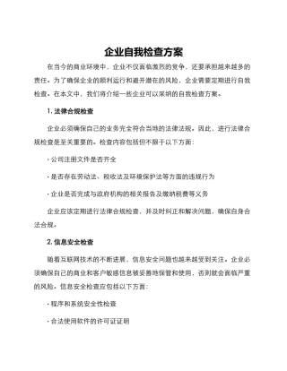 企业自我检查方案