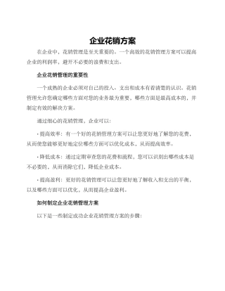 企业花销方案