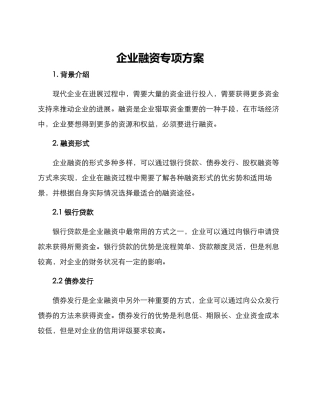 企业融资专项方案