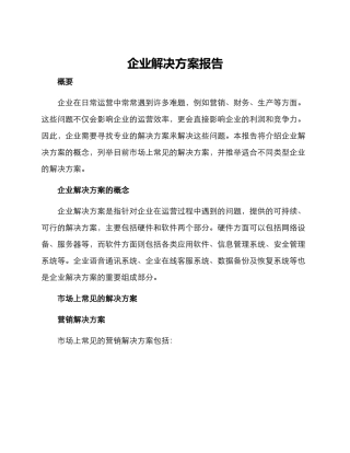 企业解决方案报告