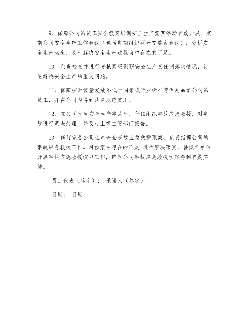 企业负责人安全生产承诺书_第2页