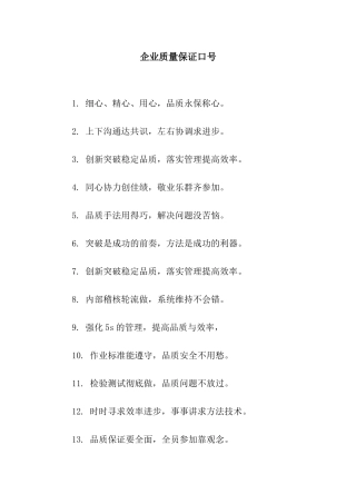 企业质量保证口号