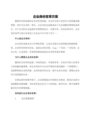 企业身份变革方案