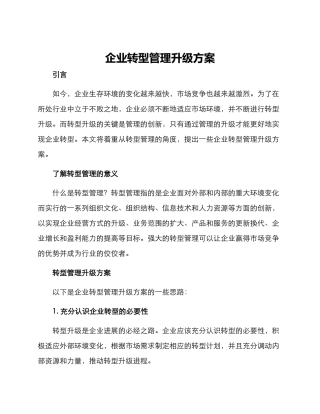企业转型管理升级方案
