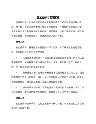 企业运行方案集