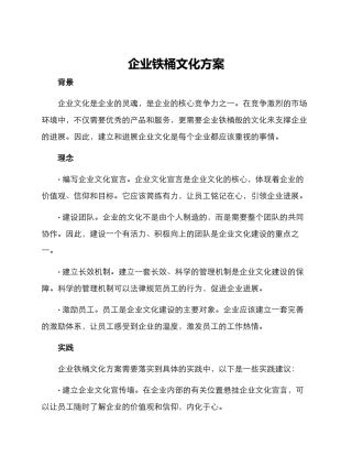企业铁桶文化方案