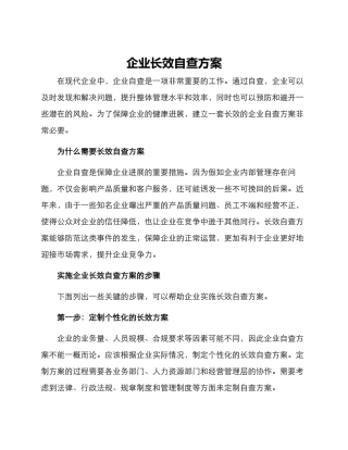 企业长效自查方案