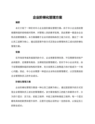 企业阶梯化管理方案