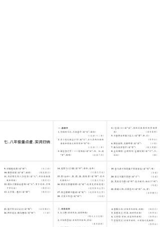 七、八年级重点虚、实词归纳