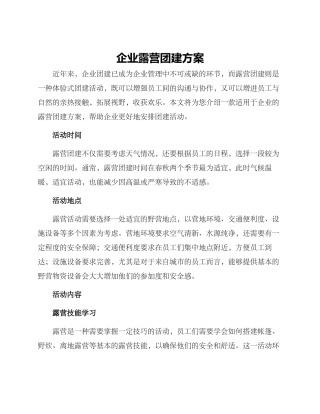 企业露营团建方案