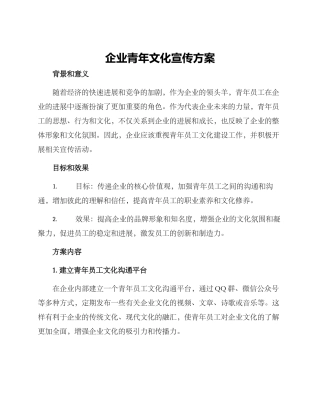 企业青年文化宣传方案