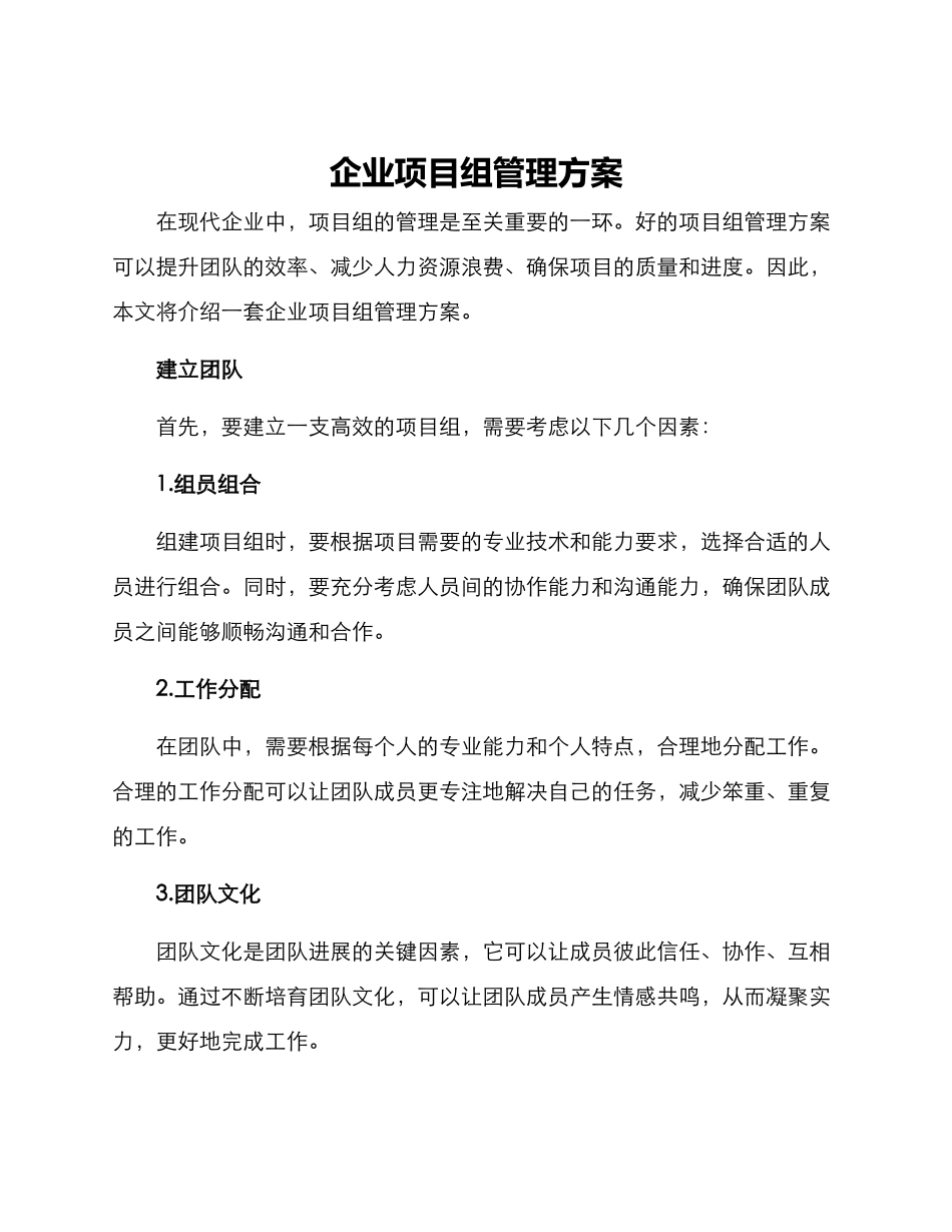 企业项目组管理方案_第1页